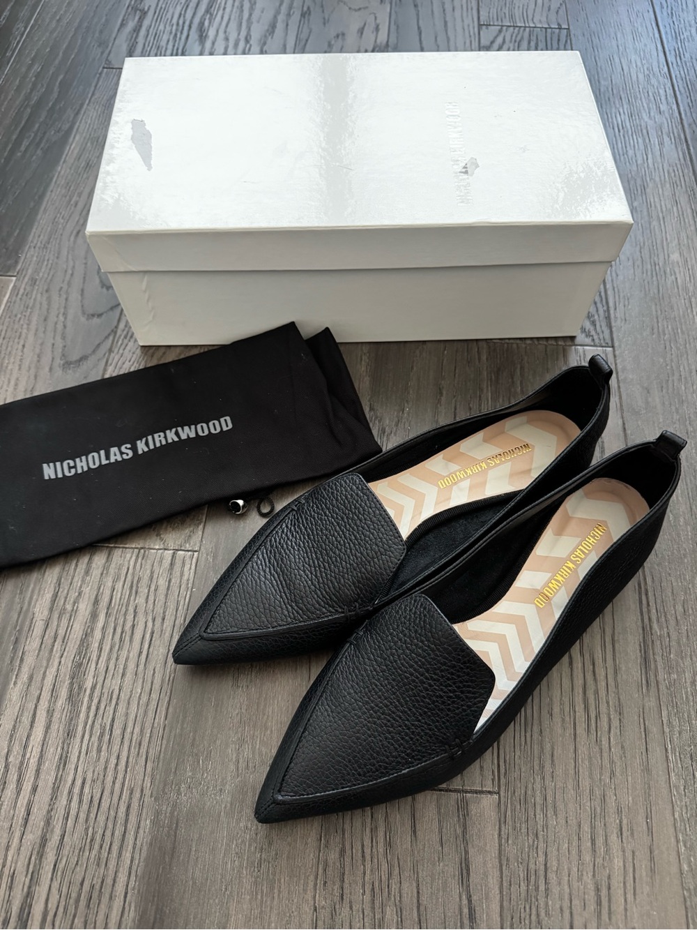 NICHOLAS KIRKWOOD Like NEW Beya Black Leather Shoes Size EU 40